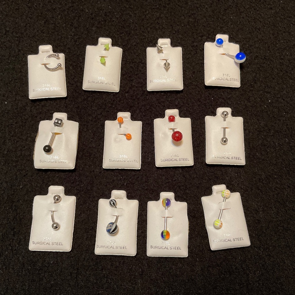 Piercing body jewelry, new never used surgical steel all . Good for resale, all
